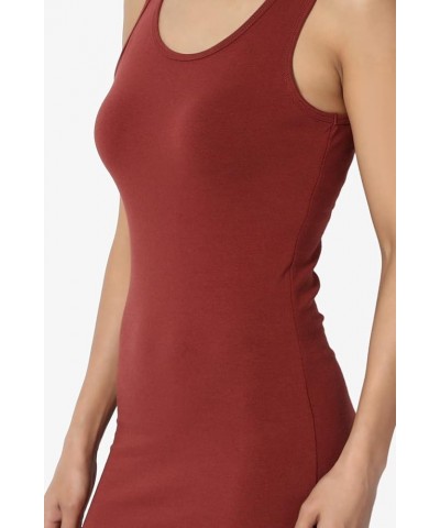 Sleeveless Scoop Neck Stretch Jersey Bodycon Pencil Midi Tank Dress Brick $10.79 Tops