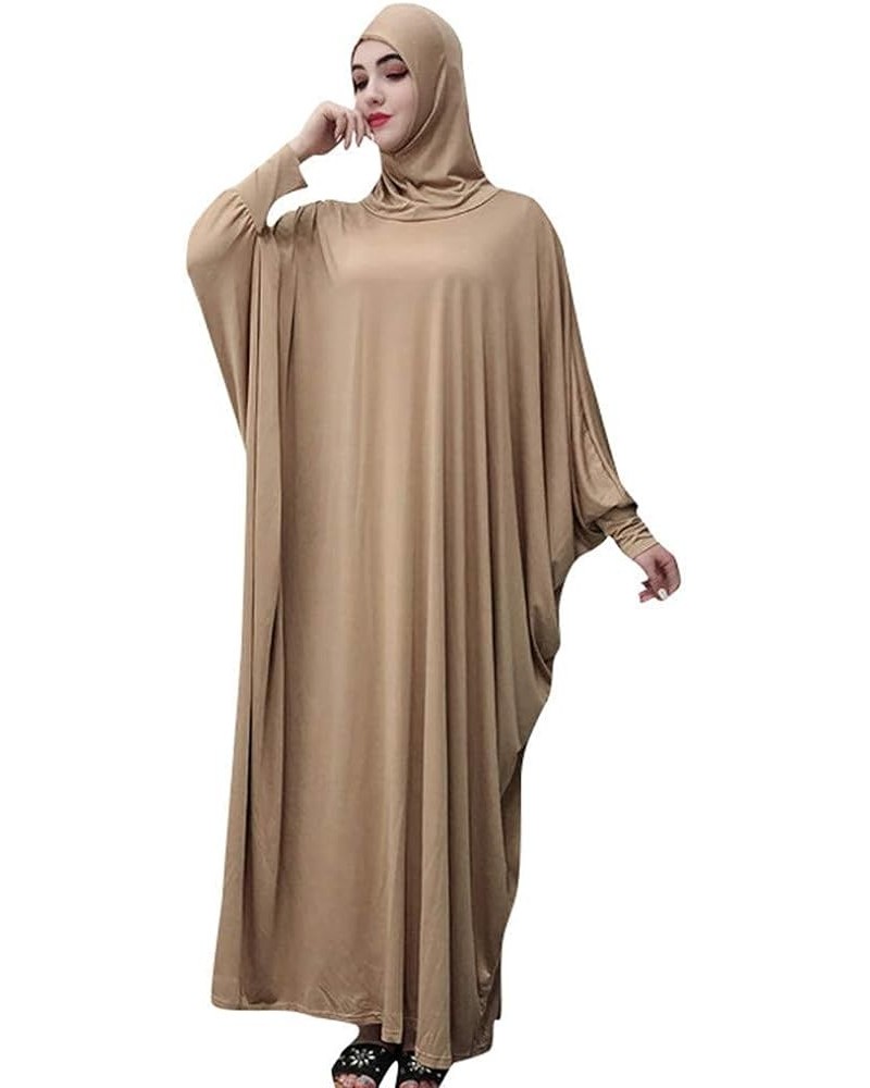 Women's Solid Muslim One-Piece Prayer Dress Muslim Abaya Dress Islamic Maxi Abaya Kaftan with Hijab Full Length Dress Gold $2...