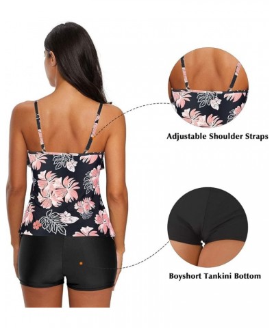 Tankini Swimsuits for Women 2024 Tummy Control Bathing Suits Two Piece Tankini Tops with Shorts Swimwear 02 Pink $13.95 Swims...