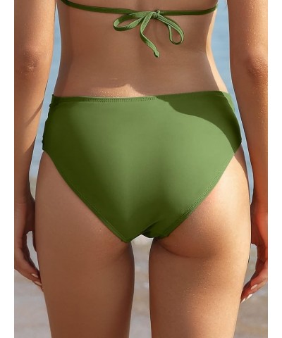 Women's Bikini Bottom Twist Front Cheeky Swimsuit Ruched Bathing Suit Bottoms Greenery $11.48 Swimsuits