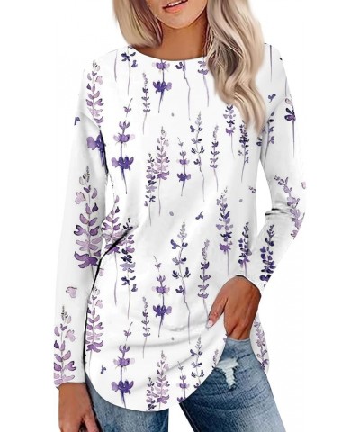 Long Sleeve T Shirts for Women Winter Clothes Gradient Plus Size Tops Crewneck Fall Blouses Loose Basic Tops 3-light Purple $...