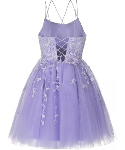 Junior's Lace Applique Homecoming Dresses for Teens 2023 Spaghetti Straps Tulle A-line Short Prom Cocktail Gowns YO062 Mint G...