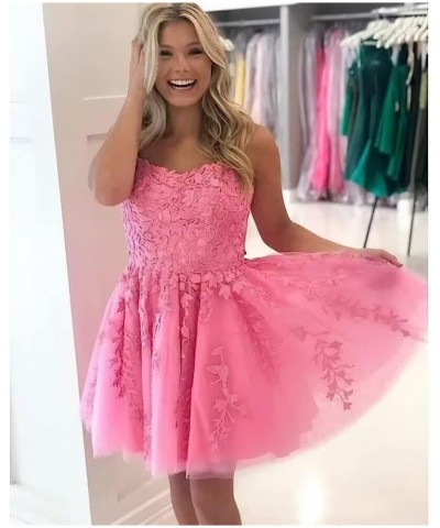 Junior's Lace Applique Homecoming Dresses for Teens 2023 Spaghetti Straps Tulle A-line Short Prom Cocktail Gowns YO062 Mint G...