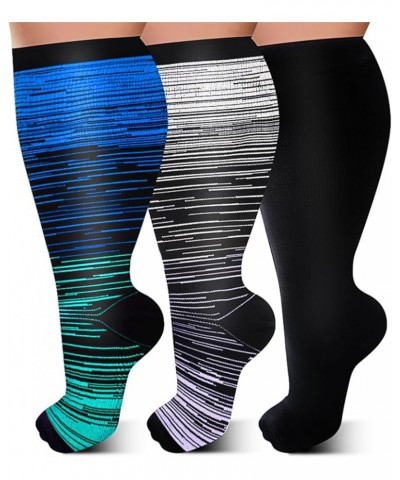 Plus Size Compression Socks Wide Calf for Women & Men, 20-30mmHg Knee High Compression Stockings,Support Socks,XL-4XL Multico...