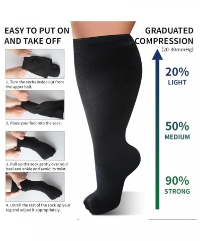 Plus Size Compression Socks Wide Calf for Women & Men, 20-30mmHg Knee High Compression Stockings,Support Socks,XL-4XL Multico...