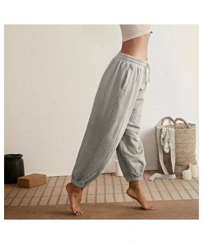 High Waisted Joggers for Women Fleece Lined Baggy Sweatpants Cinch Bottom Yoga Elastic Waist Pants 2023 L008- Light Gray $9.1...