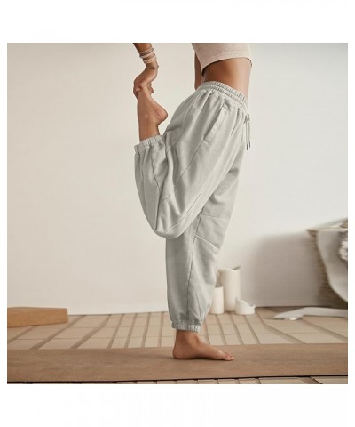 High Waisted Joggers for Women Fleece Lined Baggy Sweatpants Cinch Bottom Yoga Elastic Waist Pants 2023 L008- Light Gray $9.1...