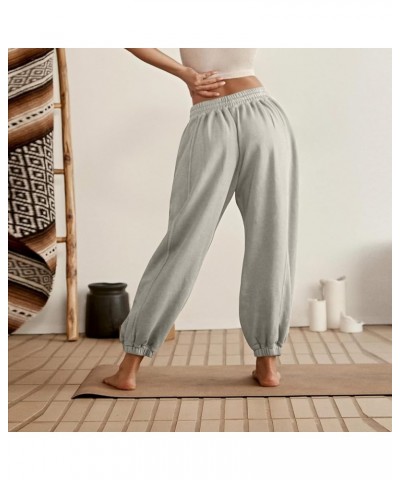 High Waisted Joggers for Women Fleece Lined Baggy Sweatpants Cinch Bottom Yoga Elastic Waist Pants 2023 L008- Light Gray $9.1...