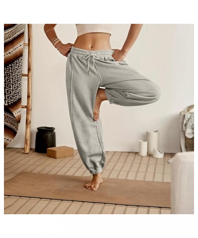 High Waisted Joggers for Women Fleece Lined Baggy Sweatpants Cinch Bottom Yoga Elastic Waist Pants 2023 L008- Light Gray $9.1...