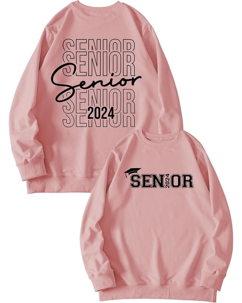 Senior 2024 Sweatshirt Womens Novelty Mama T-Shirt Casual Long Sleeve Crewneck Tees Funny Letter Graphic Tops (1 PC) Rose Gol...