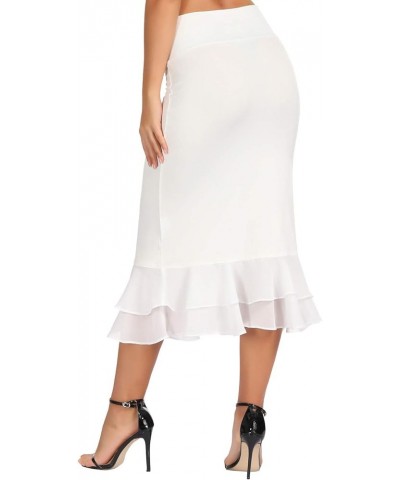 Women's Knee Length Underskirt Ruffled Chiffon Dress Skirt Half Slip Extender S-XXL Ivory $17.97 Lingerie