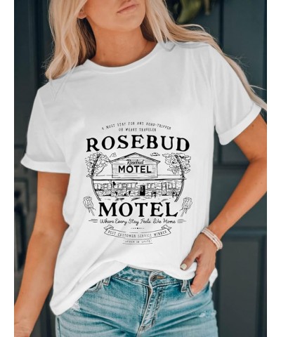 Vintage Shirt for Women Funny Motel Print T Shirt Loose Fitting Graphic Tees Short Sleeve Summer Tops A-white $9.34 T-Shirts