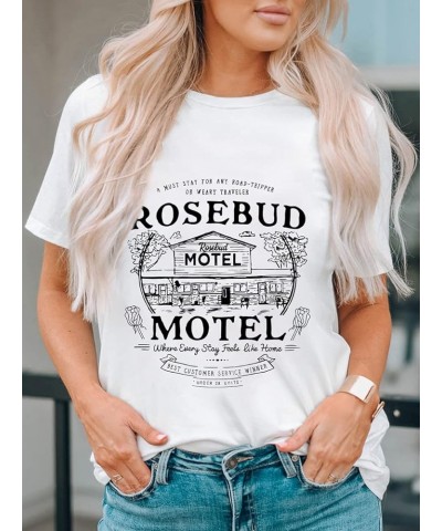 Vintage Shirt for Women Funny Motel Print T Shirt Loose Fitting Graphic Tees Short Sleeve Summer Tops A-white $9.34 T-Shirts