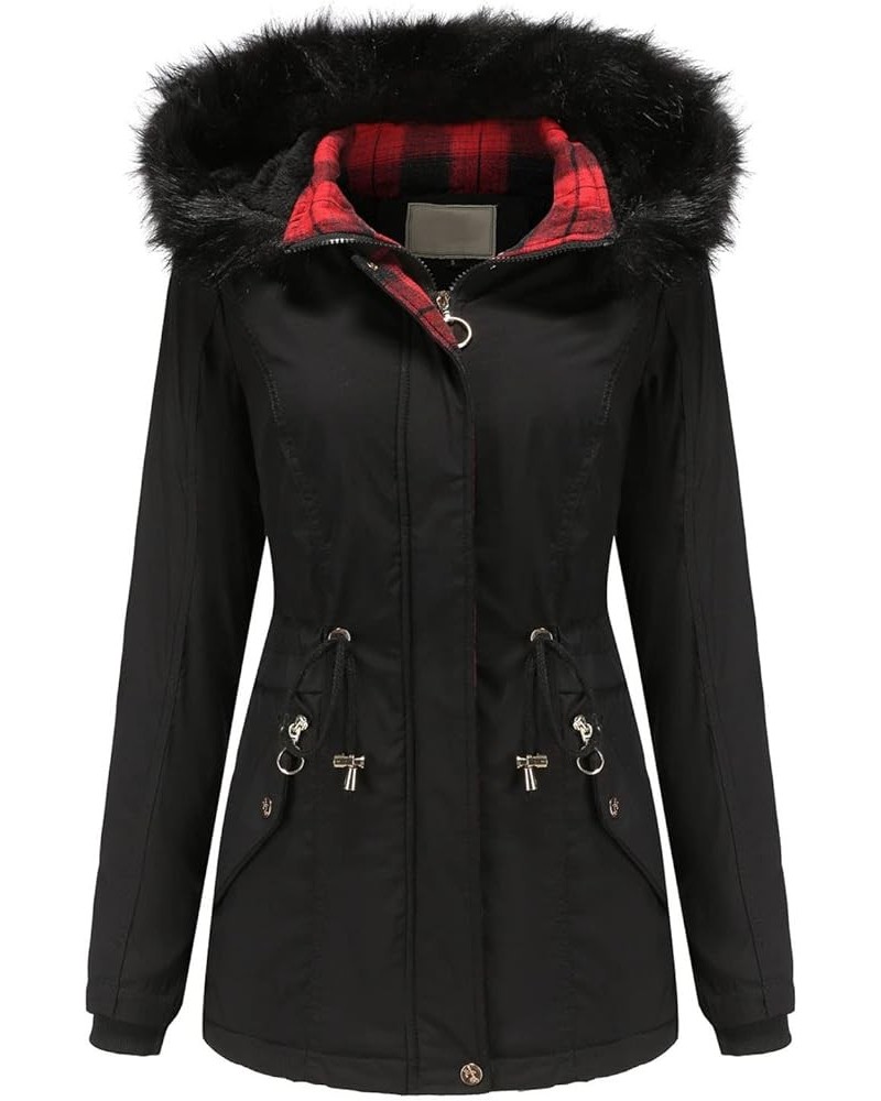 Winter Coats for Women Plus Size Long Length Hooded Outwear Faux Fur Warm Thickened Puffer Parka Coat Hoodies 5-black $28.49 ...