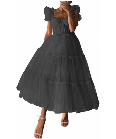 Homecoming Dress for Juniors Tulle Prom Dresses Tea Length Wedding Dress with Straps Gray $34.43 Dresses