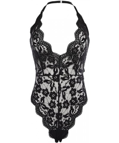 Sexy Lingerie for Women Naughty for Sex/Play Sexy Eyelash Lace Bodysuit Snap Crotch Teddy Lingerie Sleepwear Black $5.56 Ling...