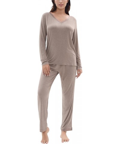 Pajamas Set for Women - Viscose Made from Bamboo, Long Sleeve Sleepwear with Pants Soft Comfy Pj Lounge Sets S-4X B- V Neck -...