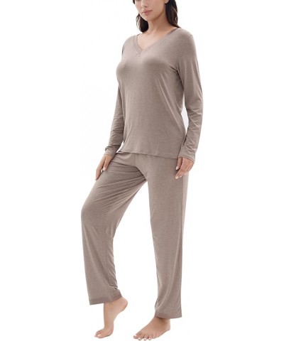 Pajamas Set for Women - Viscose Made from Bamboo, Long Sleeve Sleepwear with Pants Soft Comfy Pj Lounge Sets S-4X B- V Neck -...