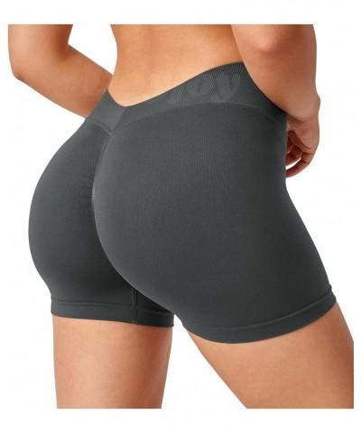 V Cross Back Scrunch Butt Shorts Seamless Workout High Waisted Shorts Squat Proof Booty Shorts 0 Asphalt $10.50 Activewear