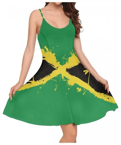 Women Girls Sleeveless Swing Dress Casual Beach Sundresss Jamaican Flag Print $12.41 Dresses