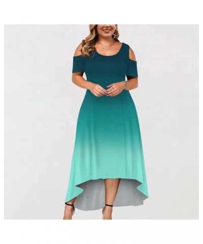 Maxi Dress for Women Beach Vacation Fashion Plus Size Summer Sexy Dresses Crewneck Short Sleeve Flowy Long Dress 03-green Sun...