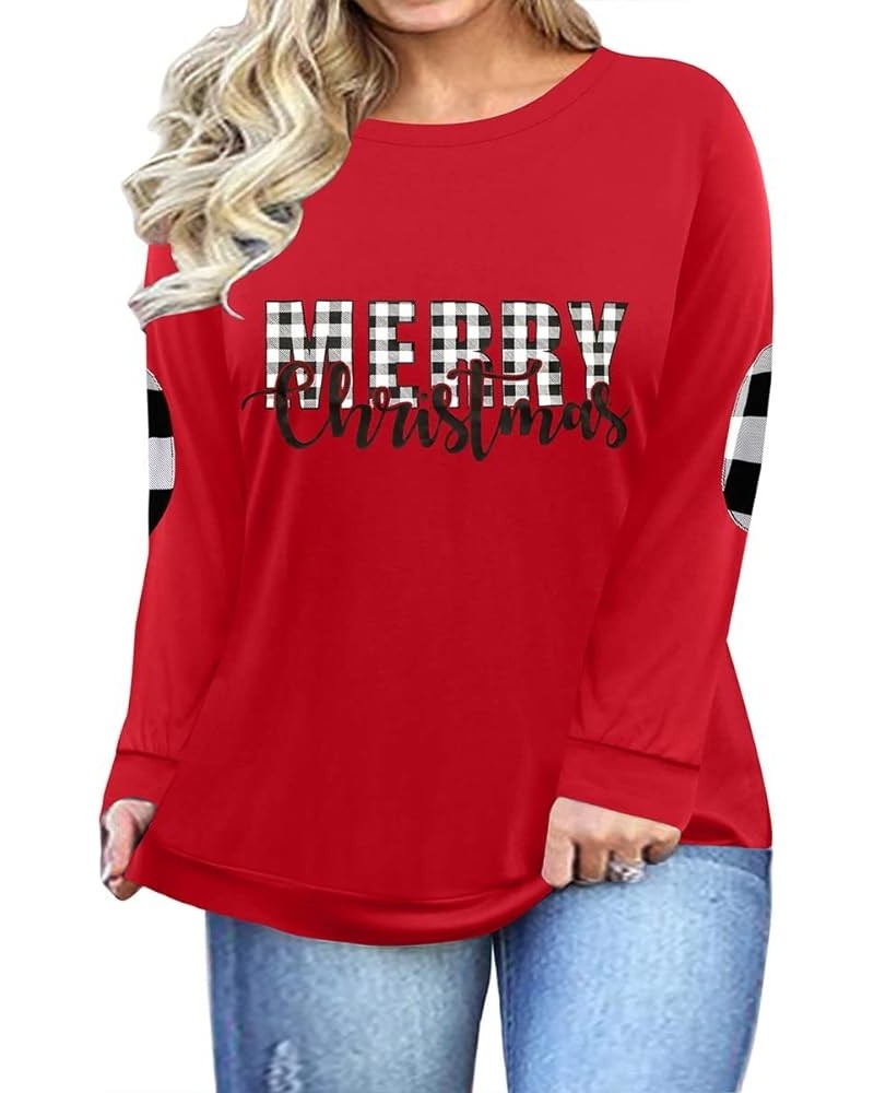 Plus Size Tops for Women Long Sleeve Shirts Colorblock Tshirt Striped Tunics Casual Fall Blouses 1XL-5XL 723-red $12.96 T-Shirts