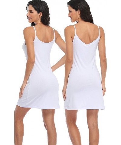 Women's Full Slip for Under Dresses Sexy V Neck Nightgwon Sleep Dress White $9.94 Dresses