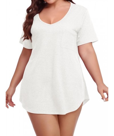 Women Plus Size V-Neck Tunic Tops Loose T Shirt with Pocket D-beige $11.79 Tops