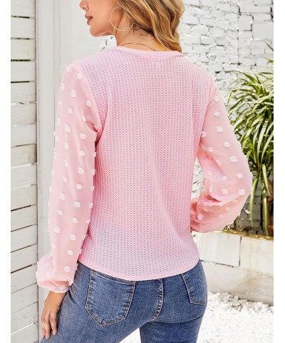 Women's V Neck Lace Patchwork Long Sleeve Ribbed Knit Pullover Sweater Tops Shirts Light Pink-button Down Tops $12.25 Sweaters