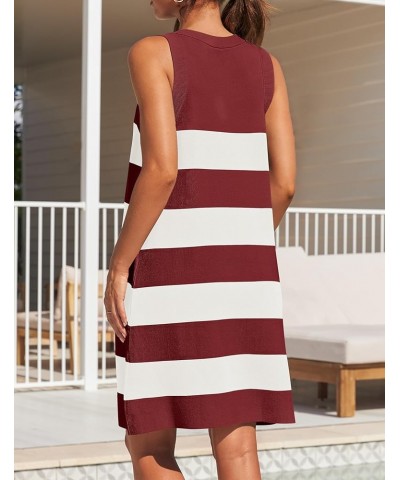 Women's Summer Sleeveless Striped Mini Dress 2024 Crewneck Color Block Casual A Line Short Dresses Red $20.99 Dresses