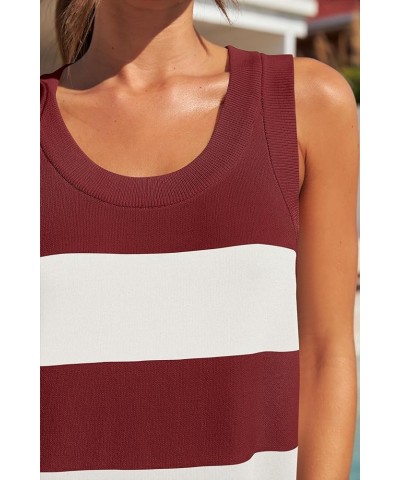 Women's Summer Sleeveless Striped Mini Dress 2024 Crewneck Color Block Casual A Line Short Dresses Red $20.99 Dresses