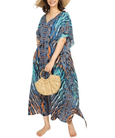 Women Long Maxi Dress Plus Size Kaftan Beach Cover Up Embroidery Short Sleev Ladies Caftan Loungewear for Any Occasion Tg-mlk...