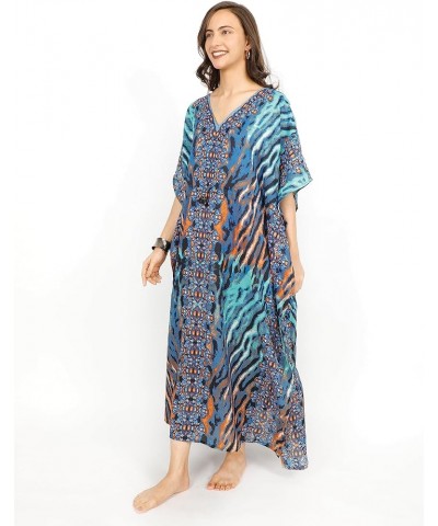 Women Long Maxi Dress Plus Size Kaftan Beach Cover Up Embroidery Short Sleev Ladies Caftan Loungewear for Any Occasion Tg-mlk...