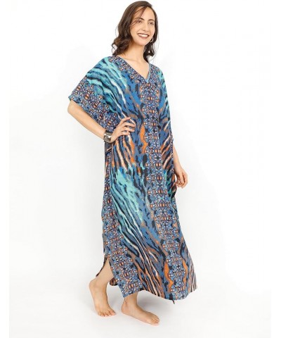 Women Long Maxi Dress Plus Size Kaftan Beach Cover Up Embroidery Short Sleev Ladies Caftan Loungewear for Any Occasion Tg-mlk...