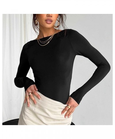 Women's Scoop Neck Short Sleeve Long Sleeve Slim Fit T Shirt Tunic Tops Tee Slim Fit T Shirt D 01-black $6.83 Tanks