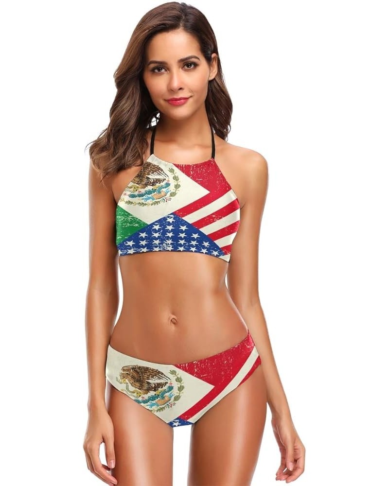 Jamaica Flag Bikini Swimsuit Womens High Neck Halter Two Piece Bathing Suit Mexico Flag $14.10 Swimsuits