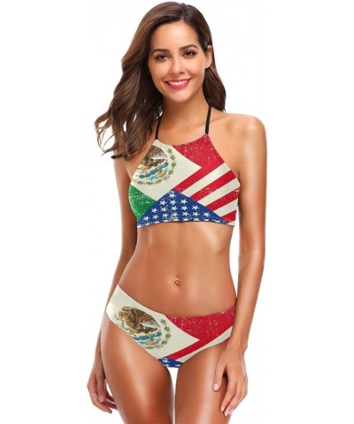 Jamaica Flag Bikini Swimsuit Womens High Neck Halter Two Piece Bathing Suit Mexico Flag $14.10 Swimsuits