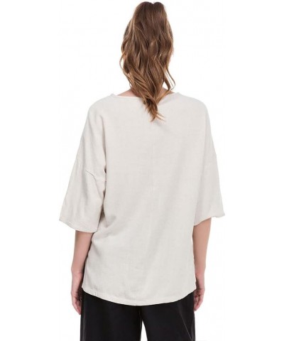 Women's Essential Casual Loose Solid Cotton Linen Tops Blouses Beige $13.16 Blouses