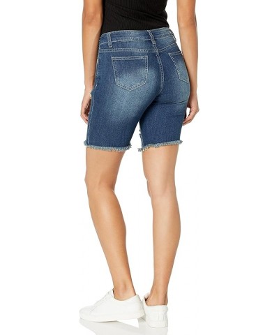 Juniors Bermuda Denim Shorts for Women Blue Solid Distressed Or Camo Prints Classic Blue Ripped $8.19 Shorts