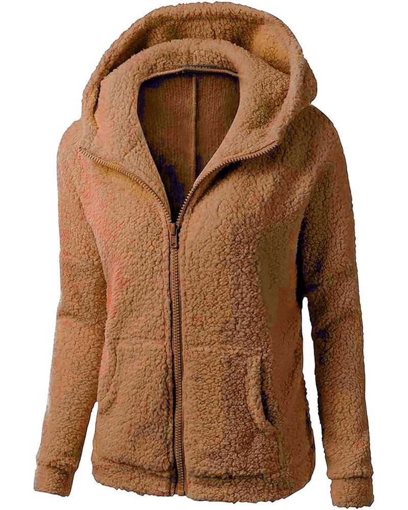 Womens Winter Warm Coats Sherpa Fleece Lined Jacket Plus Size Casual Hooded Thicken Overcoat Outwear with Pockets 03❉brown $1...