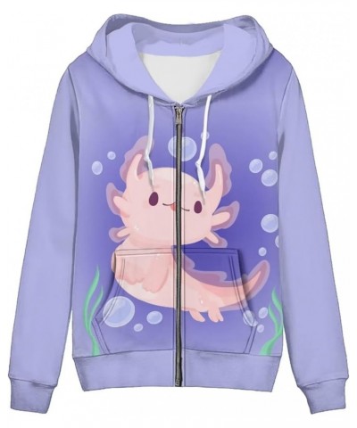 Cute Jacket Women Zip Up Hoodie XS-5XL Fashion Hoodies & Sweatshirts Teens Hooded Pullover Tops Axolotl Design $22.50 Hoodies...