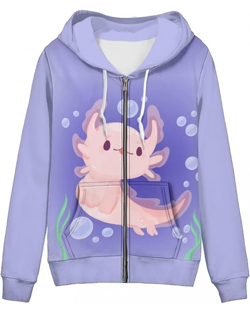 Cute Jacket Women Zip Up Hoodie XS-5XL Fashion Hoodies & Sweatshirts Teens Hooded Pullover Tops Axolotl Design $22.50 Hoodies...