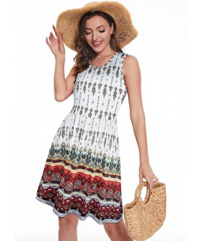 Summer Dresses for Women Casual Sleeveless Tshirt Beach Flowy Tank Sundresses with Pockets White Red Boho $16.19 Dresses