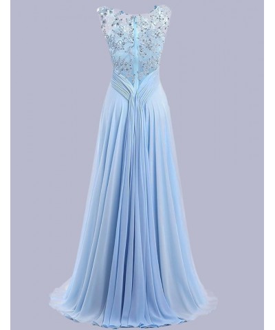 Women Long Beaded Chiffon Bridesmaid Dresses Prom Formal Dress Ocean Blue $16.32 Dresses