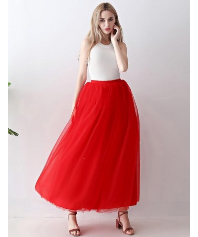 Womens A line Maxi Princess Tulle Tutu Skirt for Prom Party Red $13.80 Skirts