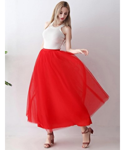 Womens A line Maxi Princess Tulle Tutu Skirt for Prom Party Red $13.80 Skirts