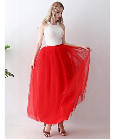 Womens A line Maxi Princess Tulle Tutu Skirt for Prom Party Red $13.80 Skirts