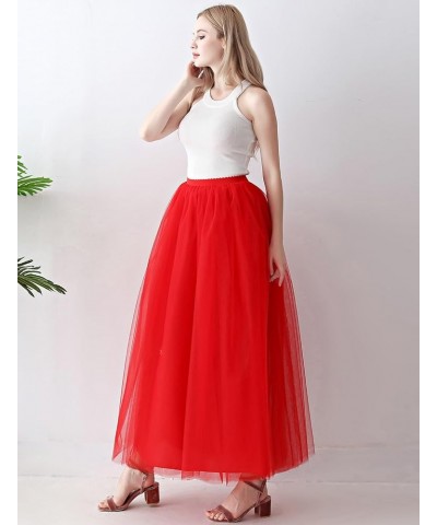 Womens A line Maxi Princess Tulle Tutu Skirt for Prom Party Red $13.80 Skirts