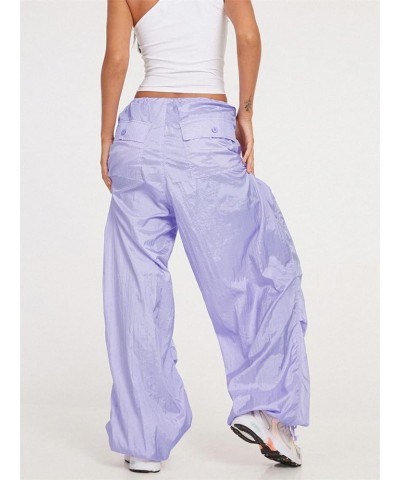 Women's Baggy Cargo Pants Harajuku Hippie Punk Oversized Solid Drawstring Low Waist Wide Leg Sweatpants Streetwear D Purple $...