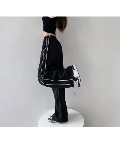 Women Baggy Cargo Pants High Waist Oversized Parachute Pants Casual Striped Print Loose Wide Leg Pants Streetwear A Black $10...